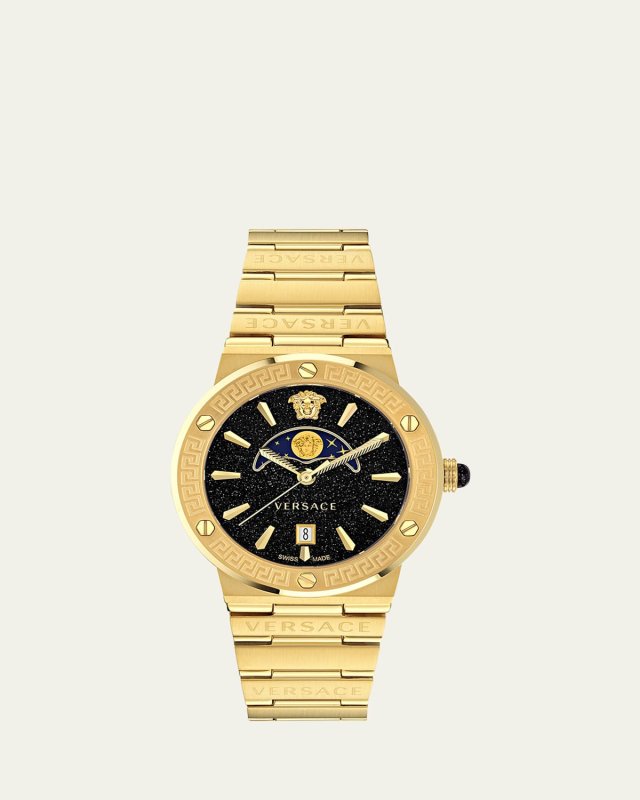 38mm Greca Logo Watch with Bracelet Strap, Gold Plated